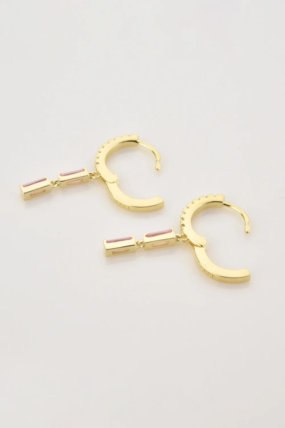 Zircon 925 Sterling Silver Drop Huggie Earrings